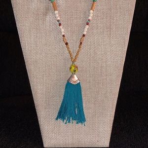 Multi-color tassel necklace & earring set
